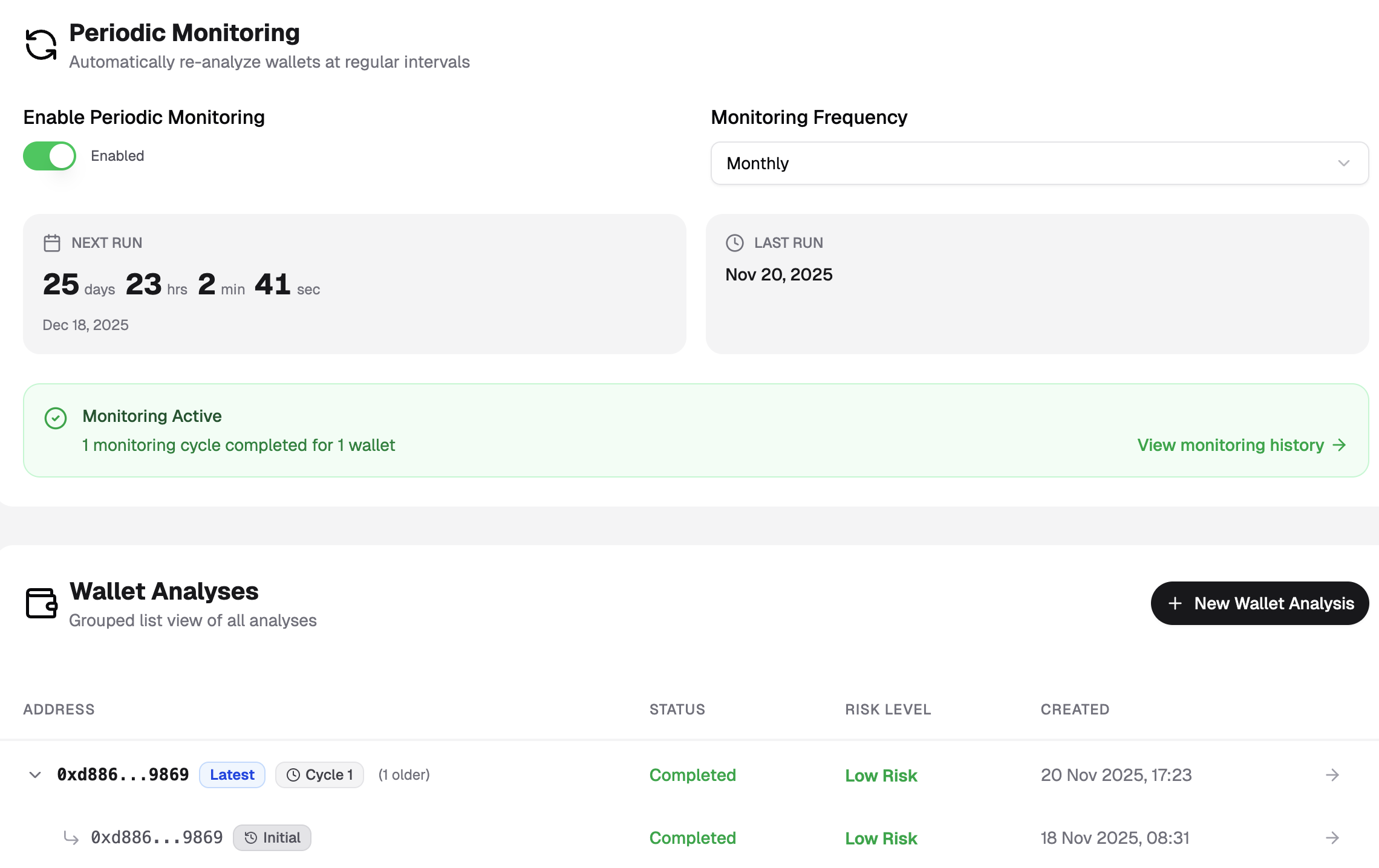 WalletCheck monitoring