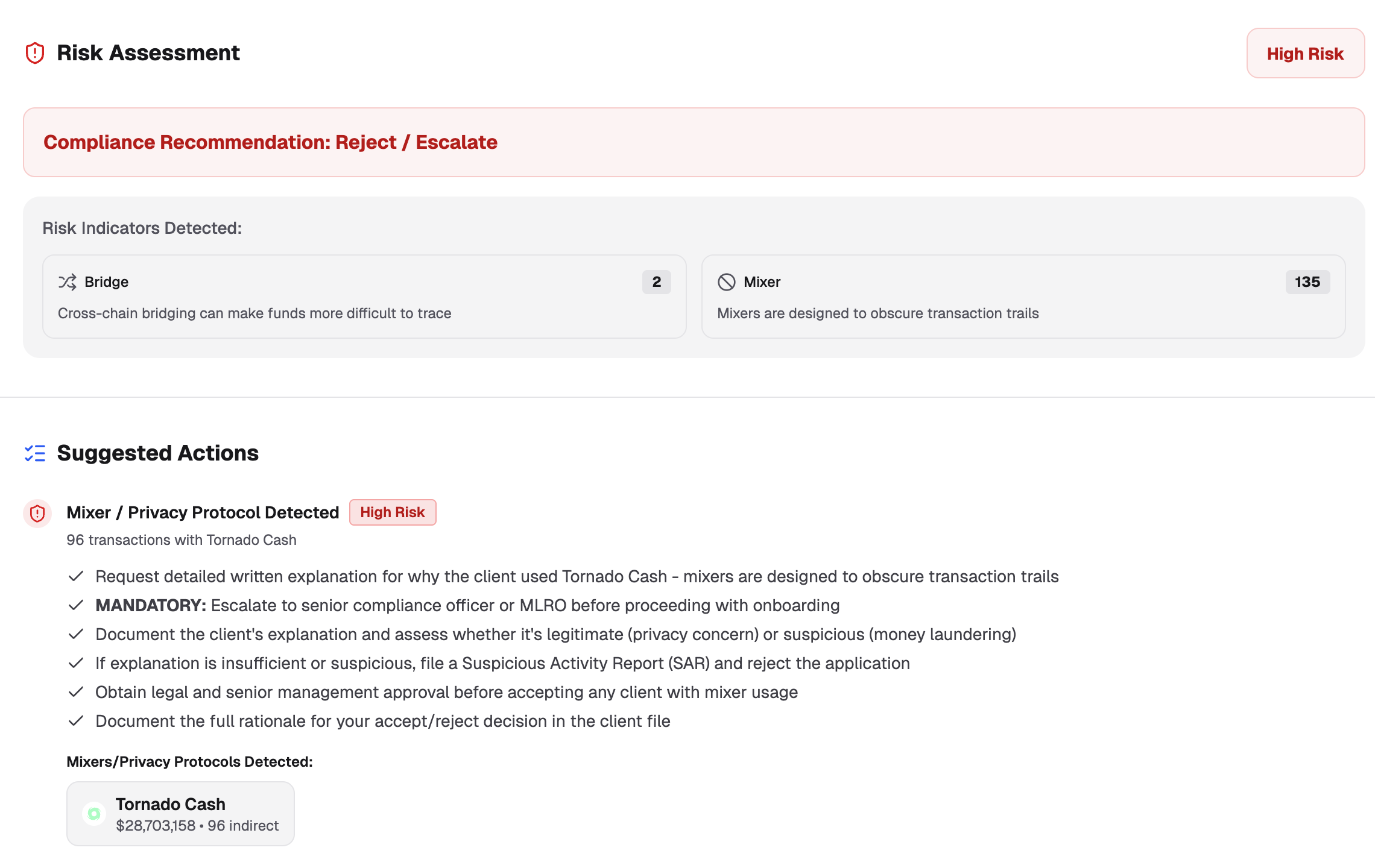 WalletCheck suggested actions